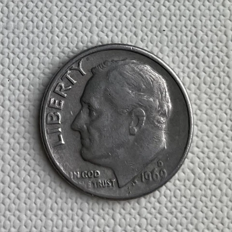 1969 Roosevelt dime D Cover