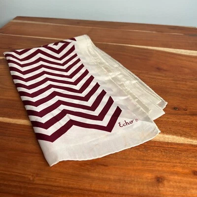 Vintage Echo Design Group Rectangular Silk Scarf Hand Rolled Chevron 45in L - Image 1 of 4