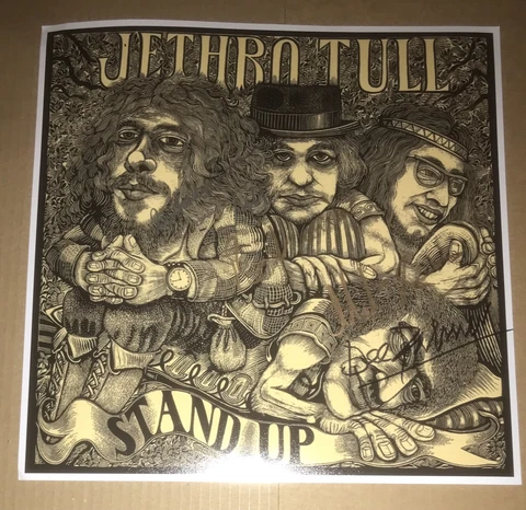 SIGNED IAN ANDERSON MARTIN BARRE PALMER 12x12 JETHRO TULL STAND UP PRINT RARE Cover