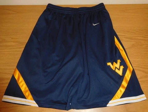 NIKE WEST VIRGINIA AUTHENTIC REPLICA BASKETBALL SHORTS MENS SIZE L LARGE WV NAVY Cover