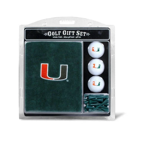 Miami Hurricanes Golf Gift Set with Embroidered Towel [NEW] NCAA Ball Tee Cover