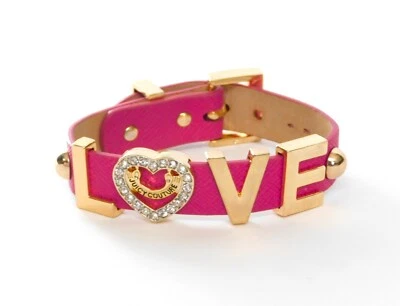 Juicy Couture LOVE Pink Leather Strap Buckle Bracelet - Image 1 of 4