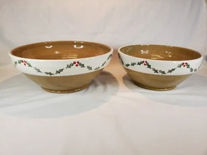 Mill Creek Steinzeug Keramik Stapelschalen Urlaub Weihnachten 2er Set signiert - Bild 1 von 22