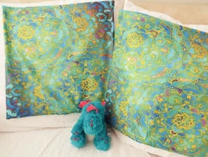 Paar türkis aqua Hippie Camper Van Boho Velours Samt Kissenbezüge - Bild 1 von 7