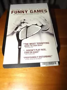 FUNNY GAMES DISPLAY BACKER CARD (not a dvd) 5.5" X 8" NO MOVIE - Picture 1 of 1
