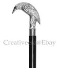 Silver Brass Chrome Crow Raven Solid Handle Wooden Walking Black Stick Gift