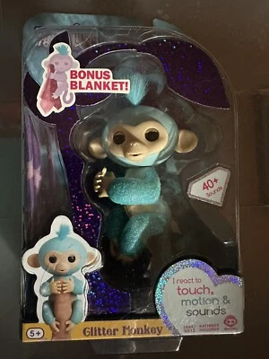 Fingerlings Glitter Monkey Amelia con manta extra 2016 WowWee No. 3761 NRFB Foto 1 de 2
