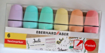 Eberhard Faber 6x Textmarker Mini PASTELL im Etui PASTELL Highlighter Keilspitze - Bild 1 von 2