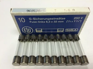 T1.6A250V SIBA Time Lag Slow Blow Glass Fuse 6x32mm 1.6A 250V Pk5/Pk10 JPSF365 - Picture 1 of 5