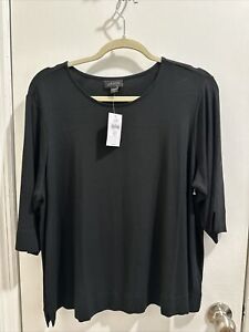 J.Jill Black Top Womens Size XLP  WearEver Collection 3/4 Sleeve