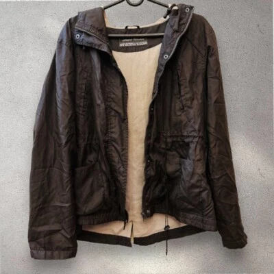 E-vie Vintage Brown Hooded Rain Jacket Fleece Lining Fully Zipped Women Style - Image 1 of 4