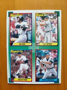 1990 Topps Baseball Uncut Box Nolan Ryan Cal Ripken, Jr. Ryne Sandberg Jim Rice - Picture 1 of 2