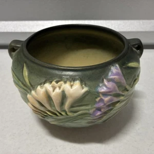 Vintage Roseville Art Pottery Jardiniere Green Freesia Bowl #669-4 - Picture 1 of 11