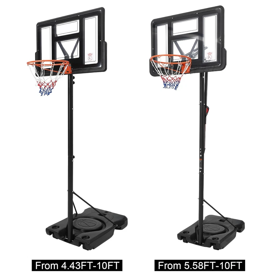 Portable Basketball Hoop, 10FT Height Adjustable Outdoor Basketball Hoop Goal - Image 1 of 3