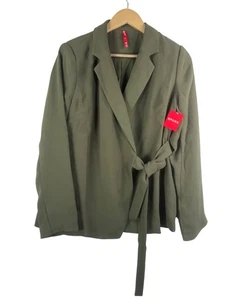 Blazer Spanx Crepe Wrap ligero preppy años 90 relajado oliva talla M - Imagen 1 de 6