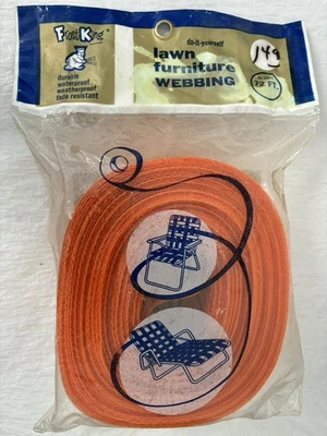 Vintage Frost King Lawn Furniture Chair Webbing Orange W/ White Thread Sealed 72 - Image 1 of 4