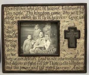 Marco de fotos de cerámica Cruz Demdaco 4x6 foto "La Oración del Señor" fe - Imagen 1 de 6