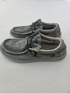 Hey Dude Mens Wally Stretch Linen Loafers Mens Shoes Steel Gray Size 9 - Picture 1 of 12