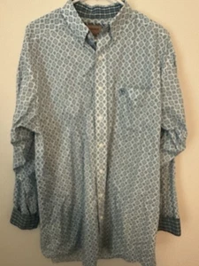 Ariat Shirt Mens Large Tall Wrinkle Free Blue Western Long Sleeve Rodeo Ranch - Picture 1 of 6
