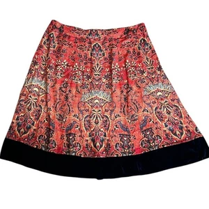 Falda midi Soft Surroundings para mujer 3X Tawny Batik floral boho terciopelo ribete - Imagen 1 de 8