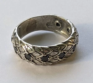 Vintage ring sterling silver 925 Size 7.75 Weight 4.91 g. Black gems. - Picture 1 of 13