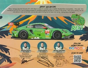 2024 AO Racing "Rexy" T-Rex Porsche 911 GT3 GTDP signed Rolex 24 IMSA Hero Card - Picture 1 of 2