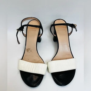 Sandalia de tacón Stuart Weitzman charol blanco y negro 7,5 boda complejo de negocios  - Imagen 1 de 11