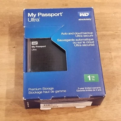 My Passport Ultra 1 TB External USB Storage Hard Drive Backup WD Western Digital - Image 1 of 4