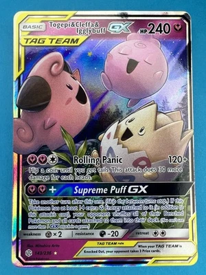 Togepi & Cleffa & Igglybuff GX 143/236 Sm-Cosmic Eclipse Holo Pokemon TCG NM - Image 1 of 4
