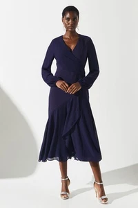 Coast Navy Fit & Flare Dress Womens Occasion Dresses - Picture 1 of 5