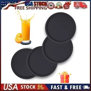 4pk Silicone Drink Coasters Nonslip Cup Coasters Heat Resistant Soft Cup Mat - Picture 1 of 15