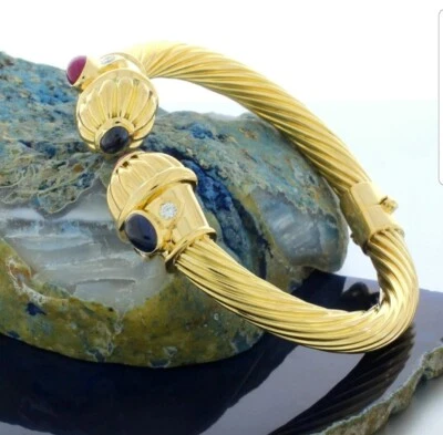 Armreif 750 Gold 18 KARAT Brillant SAPHIR RUBIN Diamant - Bild 1 von 4