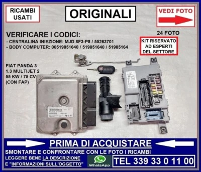 CENTRALINA MOTORE INIEZIONE BODY COMPUTER CHIAVE FIAT PANDA 3 1.3 D 55 KW 75 CV - Immagine 1 di 4
