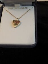 14K Gold Filled Heart Locket with Dainty Flowers