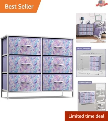 Cómoda para niños 6 cajones - Marco de acero, tapa de madera - Almacenamiento versátil - 6 cajones Foto 1 de 4