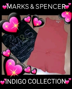 ❤M&S INDIGO COLLECTION MÄDCHEN 100 % BAUMWOLLE SHORTIE KORALLE JUMPSUIT▪ALTER 10 JAHRE▪FABELHAFT!❤ - Bild 1 von 12