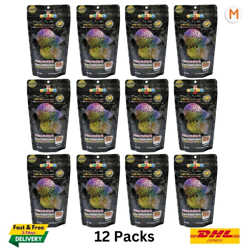 Okiko Platinum Flowerhorn Cichlid Fish Head M Pellets 12 of 100g - Image 1 of 4