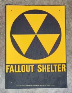 Vtg Original 1960s Fallout Shelter Sign NOS, New old Stock AGE SPOTS, IMPERFECT 