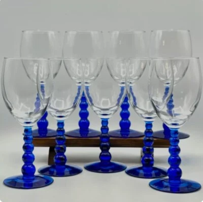 De Colección Libby Metropolis Copa de Agua Copa de Vino Mediterráneo Azul Cobalto LOTE DE 10 Foto 1 de 4