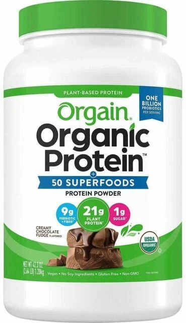 Proteína en polvo orgánica a base de plantas Orgain - dulce de azúcar cremoso de chocolate, 42,3 oz Foto 1 de 1