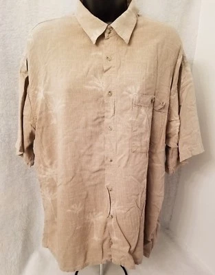 Pierre Cardin Mens Shirt Size XL X Large Brown Hawaiian - Image 1 of 4