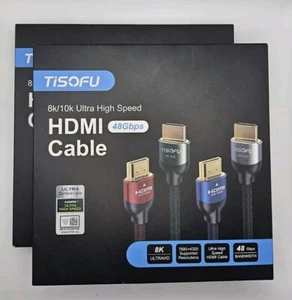  Cable HDMI de alta velocidad 8k/10k Ultra 6 pies 48 Gbps paquete de 2 TiSofu - Imagen 1 de 2