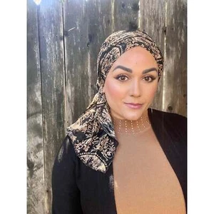 Luxe Lace Headscarf for Women, Neutral Print Headwrap Tichel Scarf Hijab Cover - Picture 1 of 6