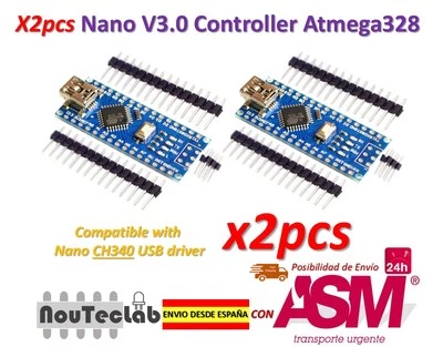 2pcs Nano V3.0 Controller Board Atmega328P Compatible Arduino Nano V3 CH340 - Imagen 1 de 4