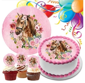 Horse Pony Cake Topper Party Decoration Edible Birthday Celebration Cupcake Ride - Picture 1 of 13