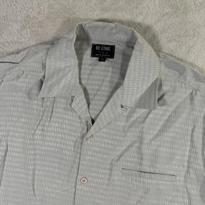 VTG BC ETHIC Smooth Custom Fit RETRO CASINO BUTTON FRONT SHIRT Mens Small Grey - Picture 1 of 8