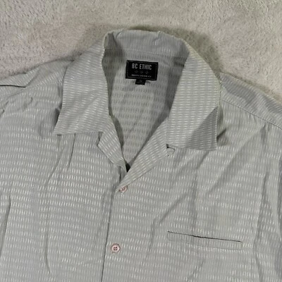 VTG BC ETHIC Smooth Custom Fit RETRO CASINO BUTTON FRONT SHIRT Mens Small Grey - Image 1 of 4