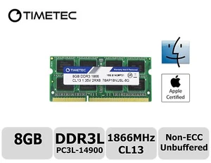 Timetec 8GB DDR3 1866MHz PC3-14900 Non-ECC 1.35V 2Rx8 SODIMM Apple Memory RAM - Picture 1 of 2