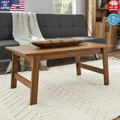 Wood Farmhouse Storage Coffee Table Rectangle Walnut Finish 35.28x19.45x15.83 In - Image 1 of 4