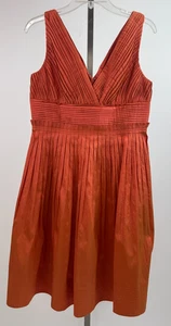 Adriana Papell Orange Sleeveless Pleated Cocktail Party Fit & Flare Dress SZ 12 - Picture 1 of 5